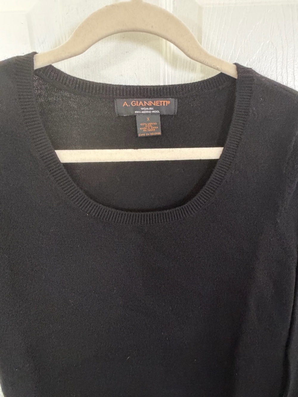 A. Giannetti Black Scoop Neck Sweater Merino Wool Lightweight Office Plus Size - Picture 3 of 7
